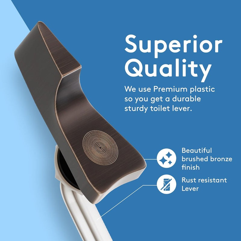 RAVINE Toilet Handle Replacement- American Standard Toilet Flush Handle with Elegant Design, Durable Toilet Flush Lever Front Mount - Easy to Install Toilet Bowl Handle Replacement (Brushed Bronze) - Image 3
